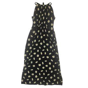 Handmade Maxi Dress Summer Wedding Party Sz. M Black Sunflower Pattern